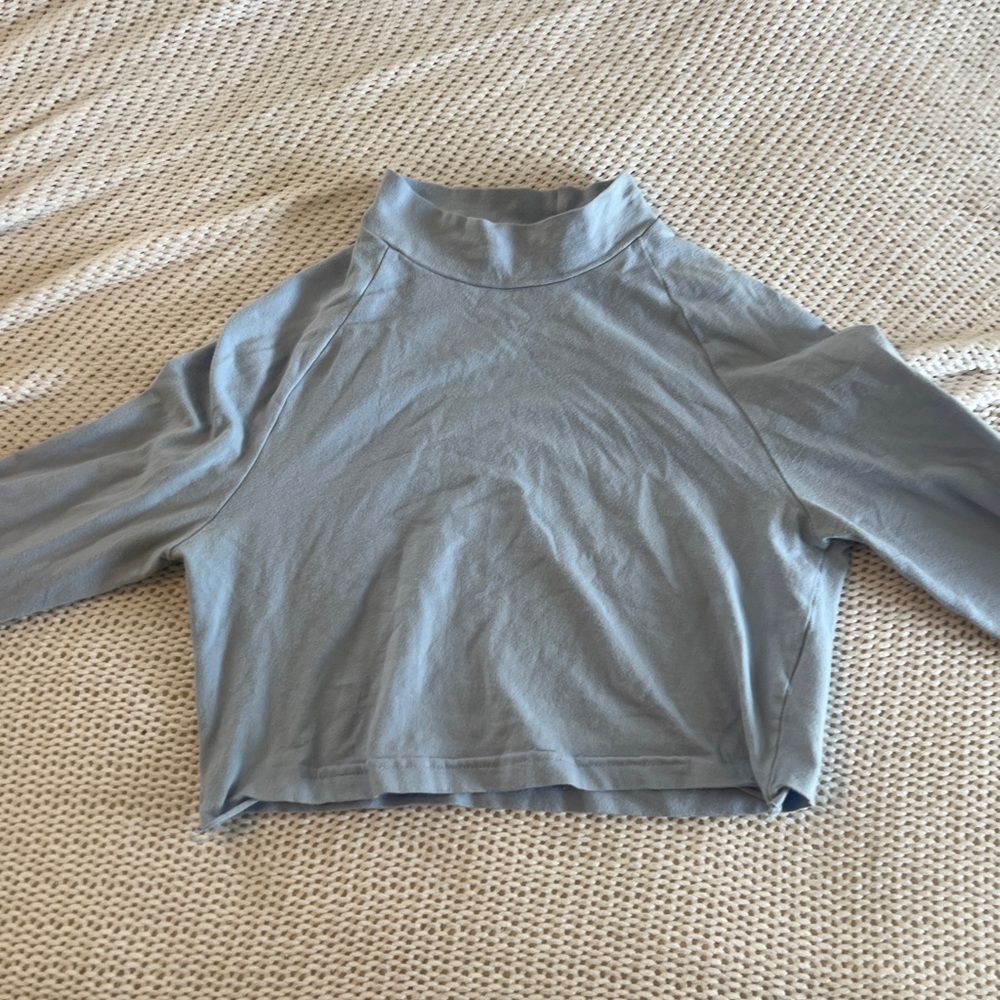 Women's Blue Mock Neck Top